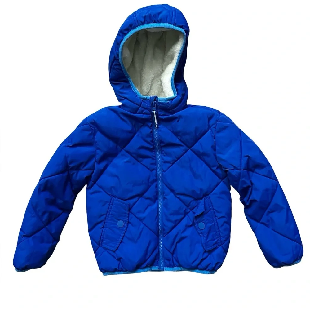 Cat & Jack Hooded Puffer Jacket Royal Blue Boys Youth Size XS